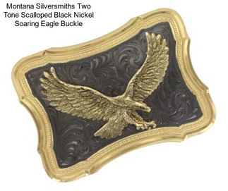 Montana Silversmiths Two Tone Scalloped Black Nickel Soaring Eagle Buckle