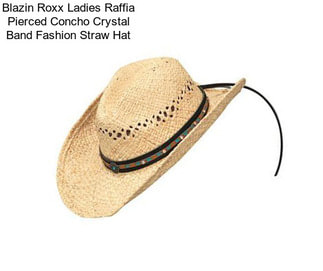 Blazin Roxx Ladies Raffia Pierced Concho Crystal Band Fashion Straw Hat