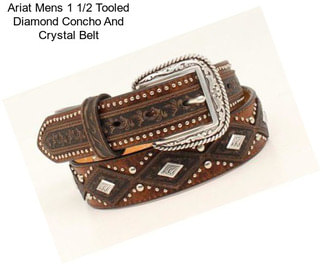 Ariat Mens 1 1/2 Tooled Diamond Concho And Crystal Belt