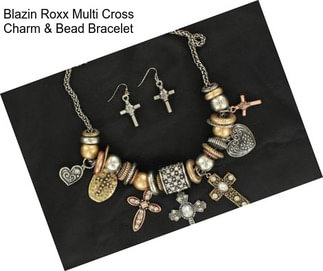 Blazin Roxx Multi Cross Charm & Bead Bracelet