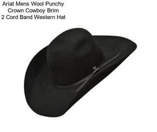Ariat Mens Wool Punchy Crown Cowboy Brim 2 Cord Band Western Hat