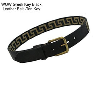 WOW Greek Key Black Leather Belt -Tan Key