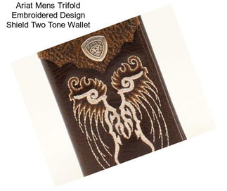 Ariat Mens Trifold Embroidered Design Shield Two Tone Wallet