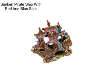 Sunken Pirate Ship With Red And Blue Sails