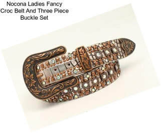 Nocona Ladies Fancy Croc Belt And Three Piece Buckle Set