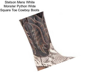 Stetson Mens White Monster Python Wide Square Toe Cowboy Boots