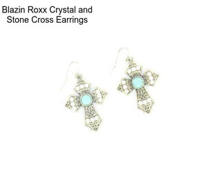 Blazin Roxx Crystal and Stone Cross Earrings