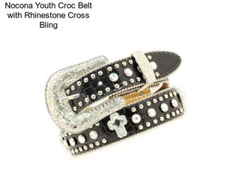 Nocona Youth Croc Belt with Rhinestone Cross Bling