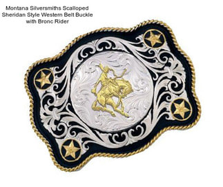 Montana Silversmiths Scalloped Sheridan Style Western Belt Buckle with Bronc Rider