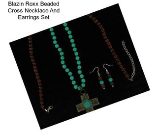 Blazin Roxx Beaded Cross Necklace And Earrings Set