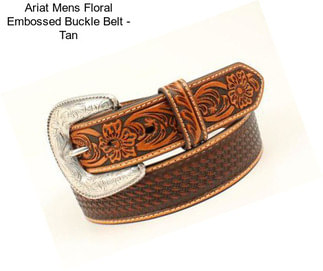 Ariat Mens Floral Embossed Buckle Belt - Tan