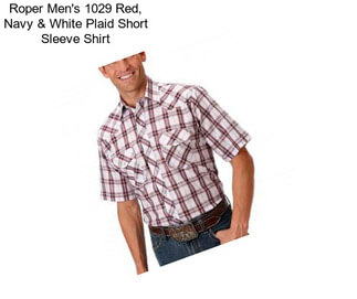 Roper Men\'s 1029 Red, Navy & White Plaid Short Sleeve Shirt