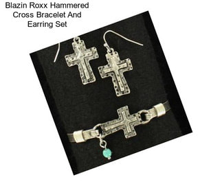 Blazin Roxx Hammered Cross Bracelet And Earring Set