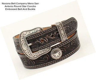 Nocona Belt Company Mens San Antonio Round Star Concho Embossed Belt And Buckle