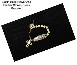 Blazin Roxx Flower And Feather Stones Cross Bracelet