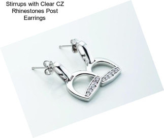 Stirrups with Clear CZ Rhinestones Post Earrings