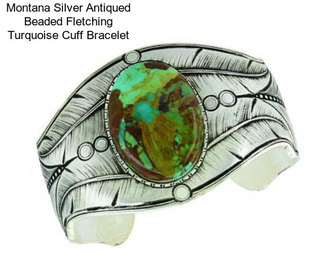 Montana Silver Antiqued Beaded Fletching Turquoise Cuff Bracelet