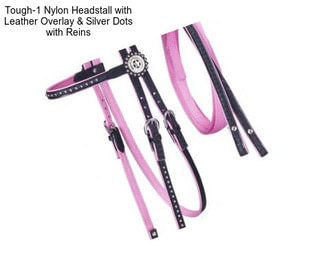 Tough-1 Nylon Headstall with Leather Overlay & Silver Dots with Reins