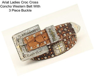 Ariat Ladies Croc Cross Concho Western Belt With 3 Piece Buckle