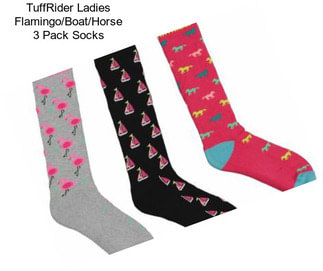 TuffRider Ladies Flamingo/Boat/Horse 3 Pack Socks