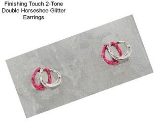 Finishing Touch 2-Tone Double Horseshoe Glitter Earrings