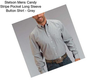 Stetson Mens Candy Stripe Pocket Long Sleeve Button Shirt - Grey