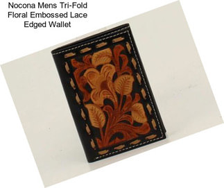 Nocona Mens Tri-Fold Floral Embossed Lace Edged Wallet