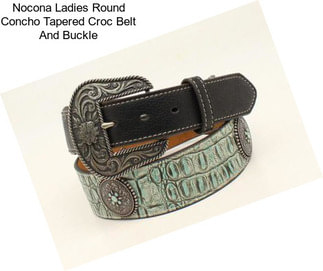 Nocona Ladies Round Concho Tapered Croc Belt And Buckle