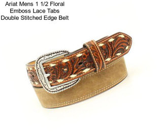 Ariat Mens 1 1/2 Floral Emboss Lace Tabs Double Stitched Edge Belt