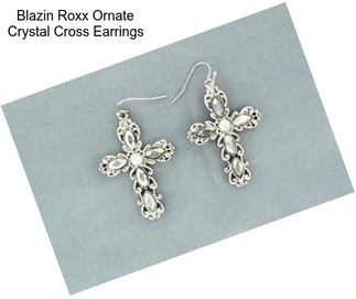 Blazin Roxx Ornate Crystal Cross Earrings