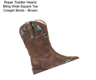 Roper Toddler Hearts Bling Wide Square Toe Cowgirl Boots - Brown