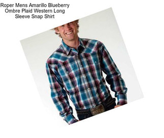 Roper Mens Amarillo Blueberry Ombre Plaid Western Long Sleeve Snap Shirt