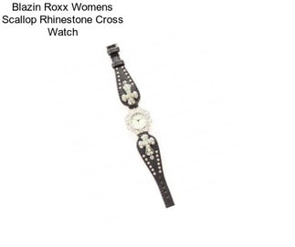 Blazin Roxx Womens Scallop Rhinestone Cross Watch