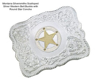 Montana Silversmiths Scalloped Silver Western Belt Buckle with Round Star Concho