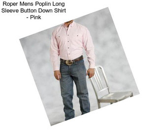 Roper Mens Poplin Long Sleeve Button Down Shirt - Pink