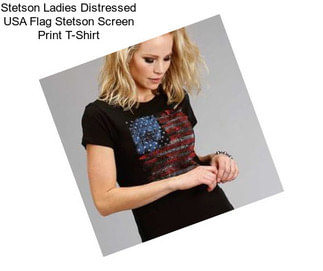 Stetson Ladies Distressed USA Flag Stetson Screen Print T-Shirt