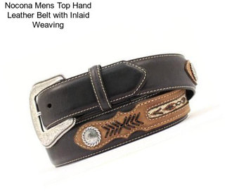 Nocona Mens Top Hand Leather Belt with Inlaid Weaving