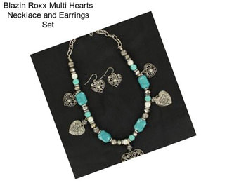 Blazin Roxx Multi Hearts Necklace and Earrings Set