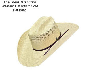 Ariat Mens 10X Straw Western Hat with 2 Cord Hat Band