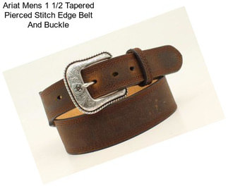 Ariat Mens 1 1/2 Tapered Pierced Stitch Edge Belt And Buckle