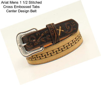 Ariat Mens 1 1/2 Stitched Cross Embossed Tabs Center Design Belt