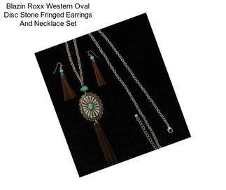 Blazin Roxx Western Oval Disc Stone Fringed Earrings And Necklace Set