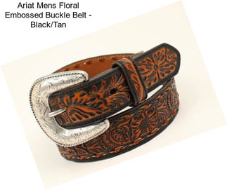 Ariat Mens Floral Embossed Buckle Belt - Black/Tan