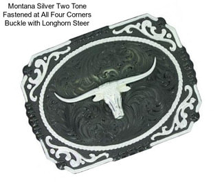 Montana Silver Two Tone Fastened at All Four Corners Buckle with Longhorn Steer