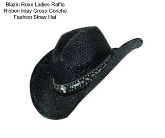 Blazin Roxx Ladies Raffia Ribbon Inlay Cross Concho Fashion Straw Hat