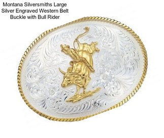 Montana Silversmiths Large Silver Engraved Western Belt Buckle with Bull Rider