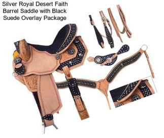 Silver Royal Desert Faith Barrel Saddle with Black Suede Overlay Package
