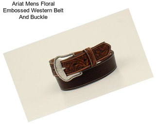 Ariat Mens Floral Embossed Western Belt And Buckle