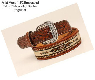 Ariat Mens 1 1/2 Embossed Tabs Ribbon Inlay Double Edge Belt