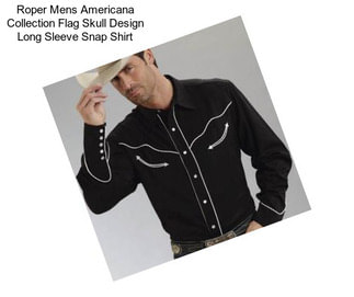 Roper Mens Americana Collection Flag Skull Design Long Sleeve Snap Shirt